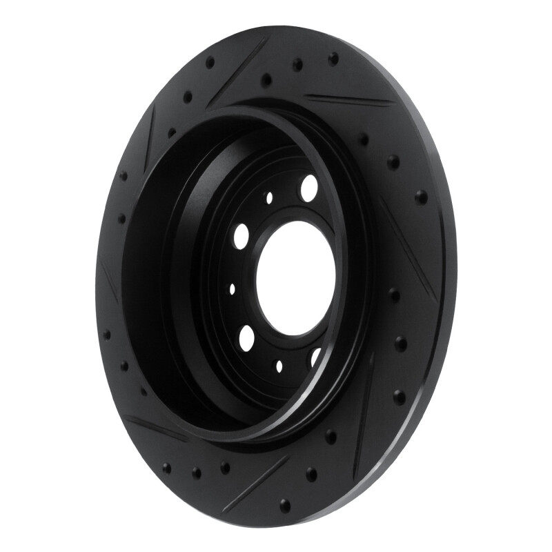 Volvo V70 Brake Rotor (1) - Rear Right - R1 Concepts - Drilled & Slotted - Black - `99-`00